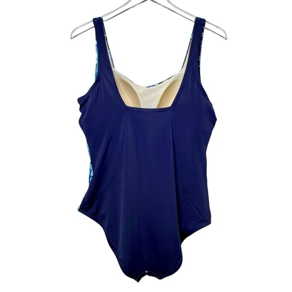 Swimsuits For All Chlorine Resistant Blue Square Neck One Piece Swimsuit Sz 18 - Picture 10 of 15